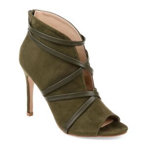 JOURNEE COLLECTION Womens Green Strappy Padded Samara Peep Toe Booties 8 M